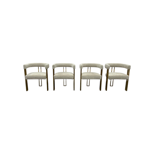 Everly Quinn Rienna Chenille Upholstered Gold Kitchen Dining Armchair (Set of 4), image 2