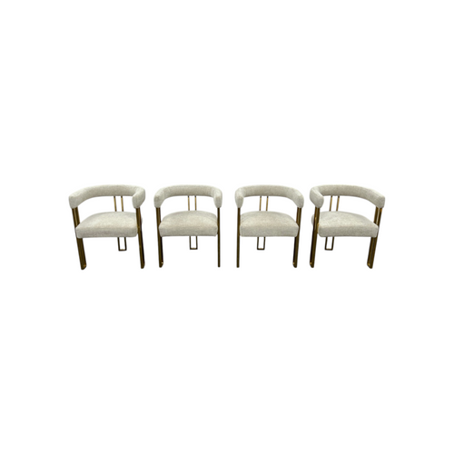 Everly Quinn Rienna Chenille Upholstered Gold Kitchen Dining Armchair (Set of 4), image 10