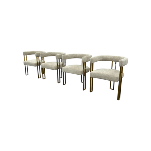 Everly Quinn Rienna Chenille Upholstered Gold Kitchen Dining Armchair (Set of 4), image 11