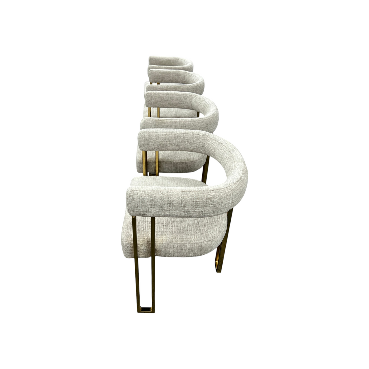 Everly Quinn Rienna Chenille Upholstered Gold Kitchen Dining Armchair (Set of 4)