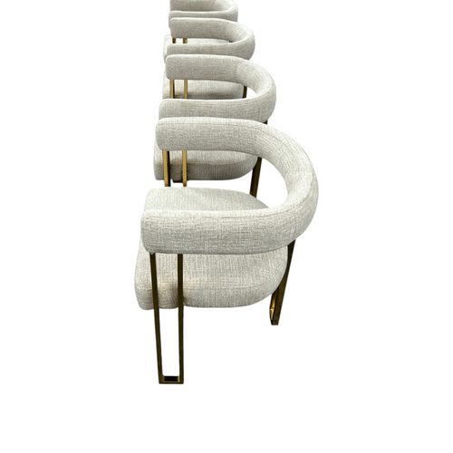 Everly Quinn Rienna Chenille Upholstered Gold Kitchen Dining Armchair (Set of 4), image 13