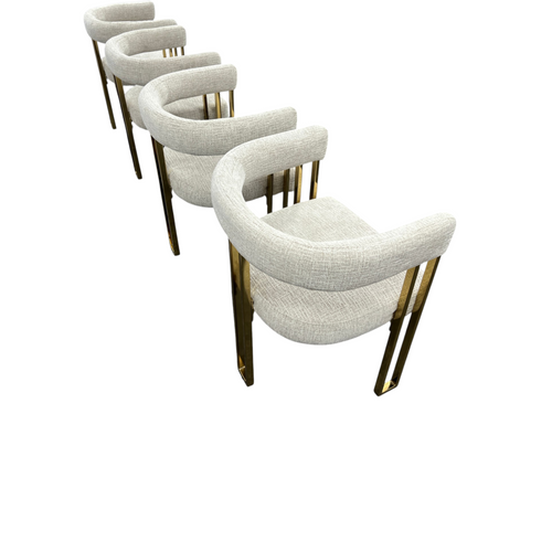 Everly Quinn Rienna Chenille Upholstered Gold Kitchen Dining Armchair (Set of 4), image 14