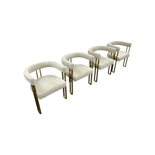 Everly Quinn Rienna Chenille Upholstered Gold Kitchen Dining Armchair (Set of 4), image 16