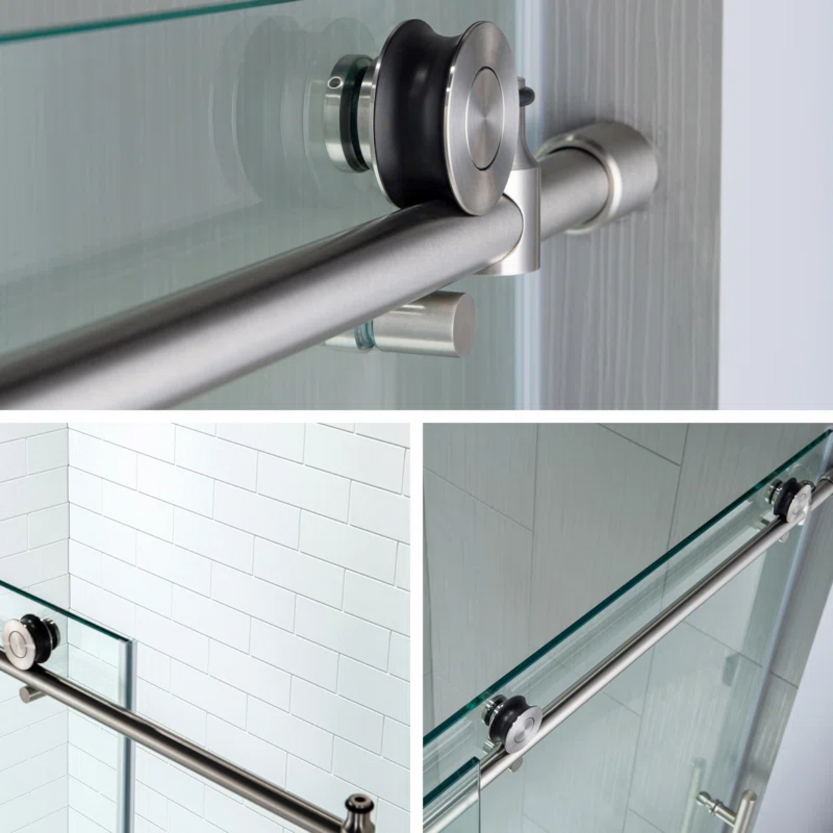 WoodBridge Vital 56"–60" W x 76" H Single Sliding Frameless Shower Door | 3/8" (10mm) Thick Tempered Glass | Stainless Steel Hardware | Safe & Shatter-Resistant MBSDC6076