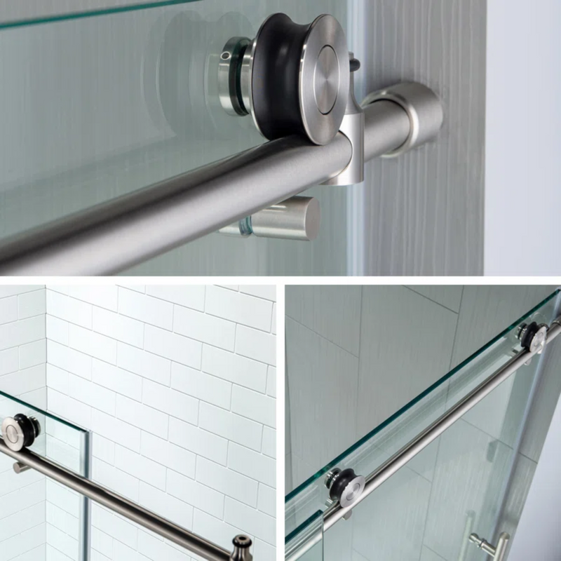 WoodBridge Vital 56"–60" W x 76" H Single Sliding Frameless Shower Door | 3/8" (10mm) Thick Tempered Glass | Stainless Steel Hardware | Safe & Shatter-Resistant MBSDC6076