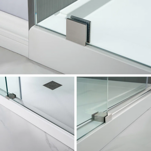 WoodBridge Vital 56"–60" W x 76" H Single Sliding Frameless Shower Door | 3/8" (10mm) Thick Tempered Glass | Stainless Steel Hardware | Safe & Shatter-Resistant MBSDC6076, image 5