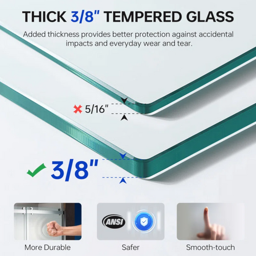 WoodBridge Vital 56"–60" W x 76" H Single Sliding Frameless Shower Door | 3/8" (10mm) Thick Tempered Glass | Stainless Steel Hardware | Safe & Shatter-Resistant MBSDC6076, image 6
