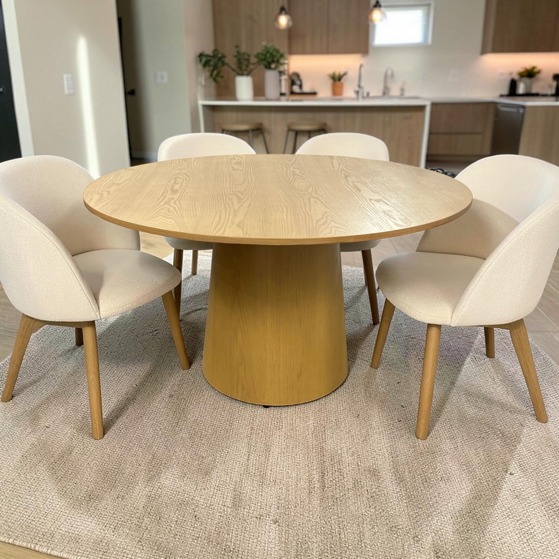 Ophelia & Co. Hikeem 52" Solid Oak Round Pedestal Dining Table