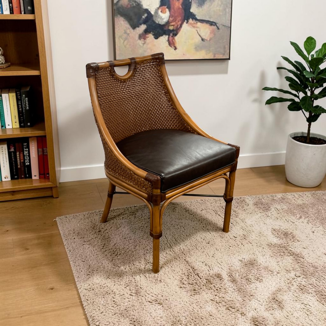 Woodbridge Furniture Bali Genuine Leather Upholstered Side Chair