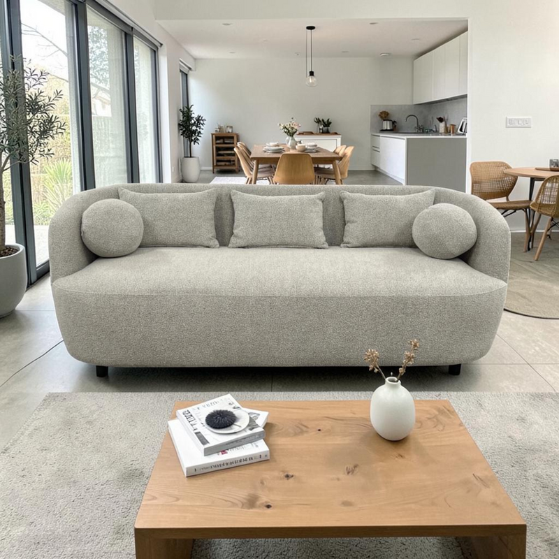 Wade Logan Theodore 85" Wide Modern Boucle Upholstered 3 Seat Sofa