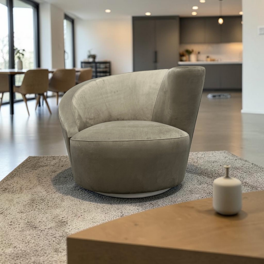 Pasargad Vicenza Velvet Swivel Accent Chair