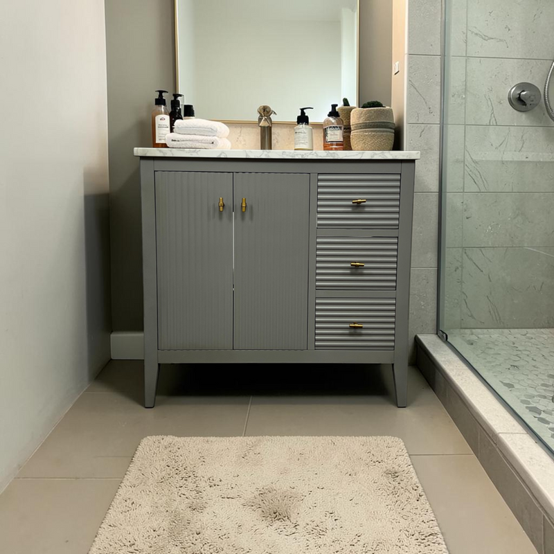Vanity Art Laval 36" Single Sink Freestanding Bathroom Vanity with Engineered Marble Top