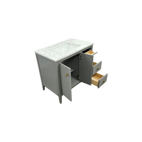 Vanity Art Laval 36" Single Sink Freestanding Bathroom Vanity with Engineered Marble Top, image 18