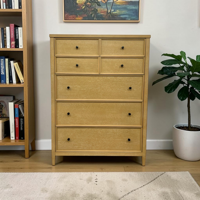 TOV Furniture Bristol Park 40" Whitewashed Oak Wood 7-Drawer Chest