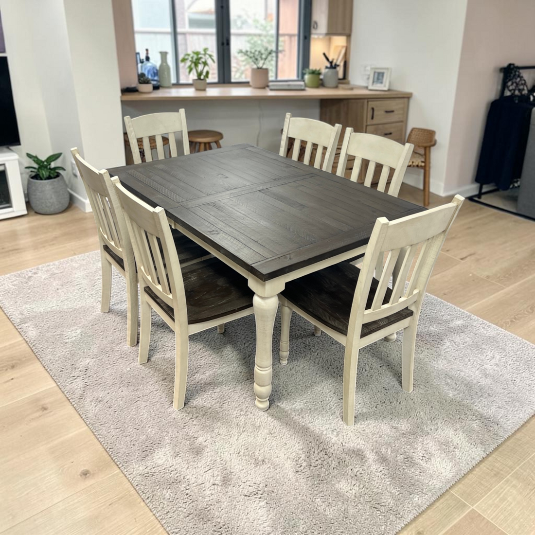 Lark Manor Aashma 6 - Person Extendable Solid Wood Top Four Leg Dining Set