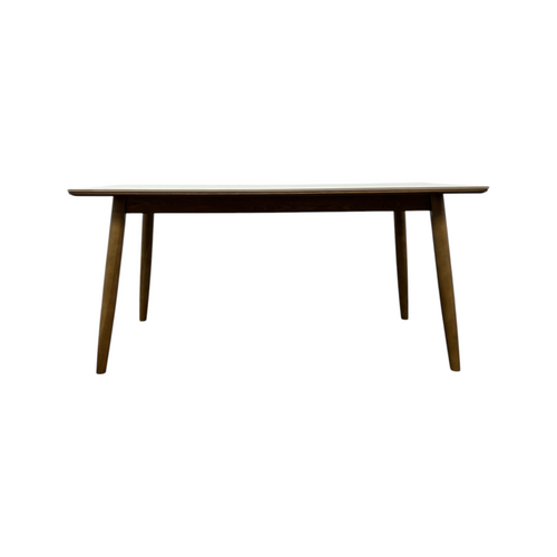 Corrigan Studio White+Burlywood Rectangular Stone+Solid Wood Butterfly Leaf Dining Table, image 3