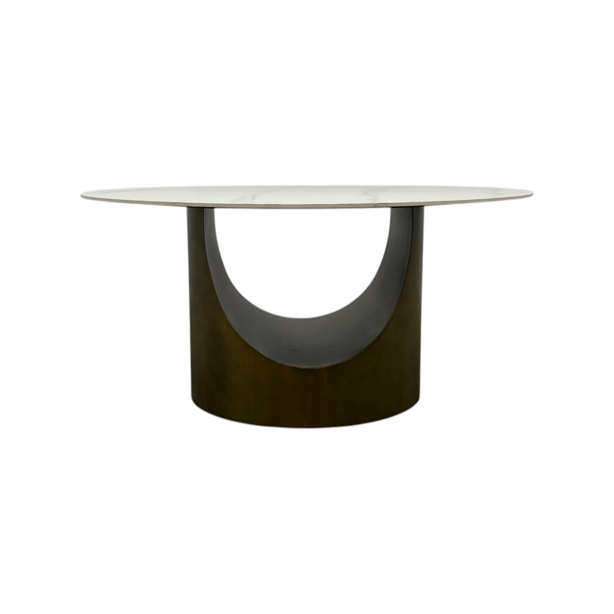 POVISON Modern Sintered Stone Round Dining Table with U-shaped Leg, Seats 4 to 6, Kitchen Table for Living Room