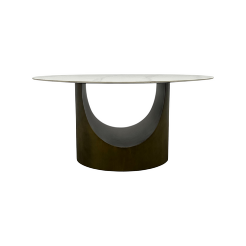 POVISON Modern Sintered Stone Round Dining Table with U-shaped Leg, Seats 4 to 6, Kitchen Table for Living Room, image 2