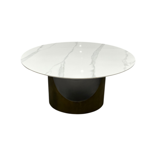 POVISON Modern Sintered Stone Round Dining Table with U-shaped Leg, Seats 4 to 6, Kitchen Table for Living Room, image 3