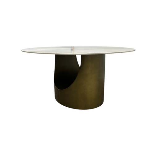 POVISON Modern Sintered Stone Round Dining Table with U-shaped Leg, Seats 4 to 6, Kitchen Table for Living Room, image 4