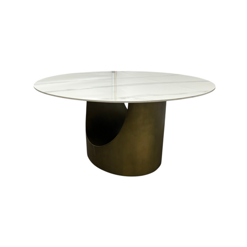 POVISON Modern Sintered Stone Round Dining Table with U-shaped Leg, Seats 4 to 6, Kitchen Table for Living Room, image 5