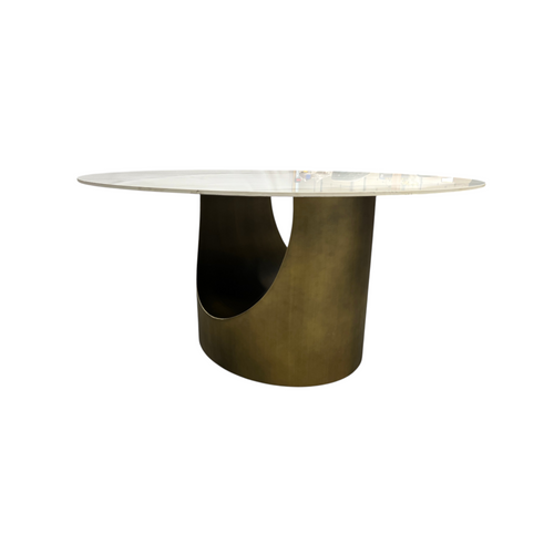POVISON Modern Sintered Stone Round Dining Table with U-shaped Leg, Seats 4 to 6, Kitchen Table for Living Room, image 8