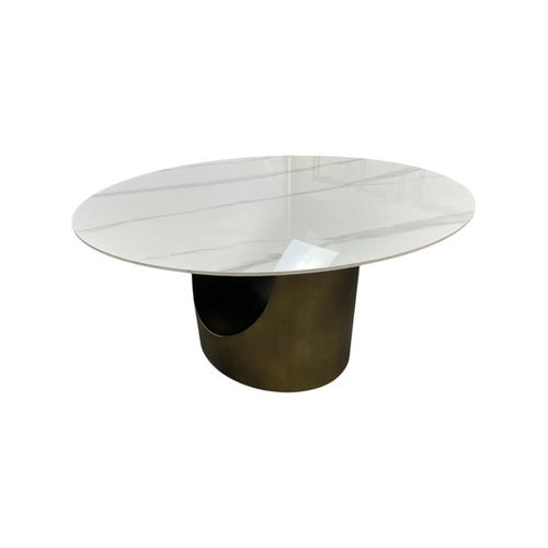 POVISON Modern Sintered Stone Round Dining Table with U-shaped Leg, Seats 4 to 6, Kitchen Table for Living Room, image 9