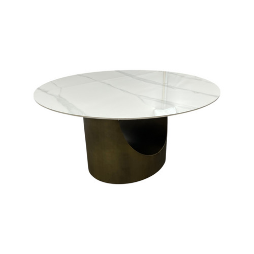 POVISON Modern Sintered Stone Round Dining Table with U-shaped Leg, Seats 4 to 6, Kitchen Table for Living Room, image 12