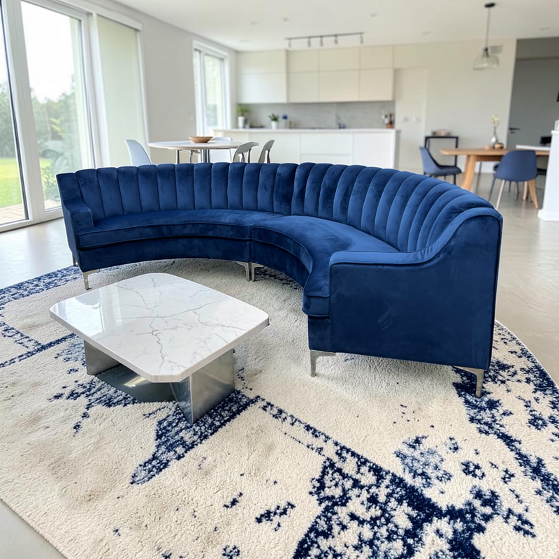Mercer41 Steubenville Velvet Curved Sectional Symmetrical