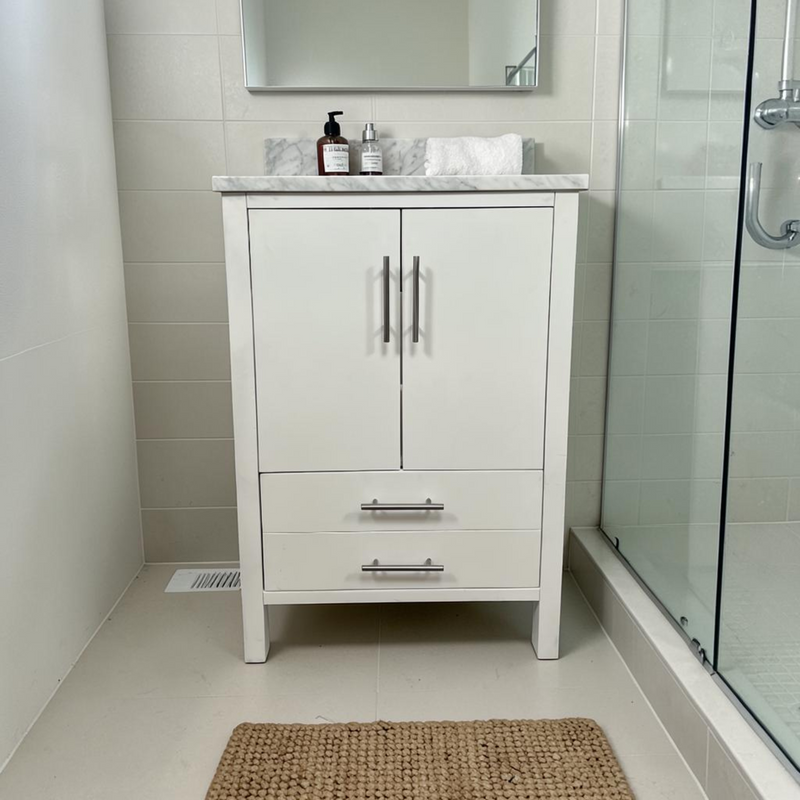 AllModern Kiara 24" Carrara Marble Single Bathroom Vanity