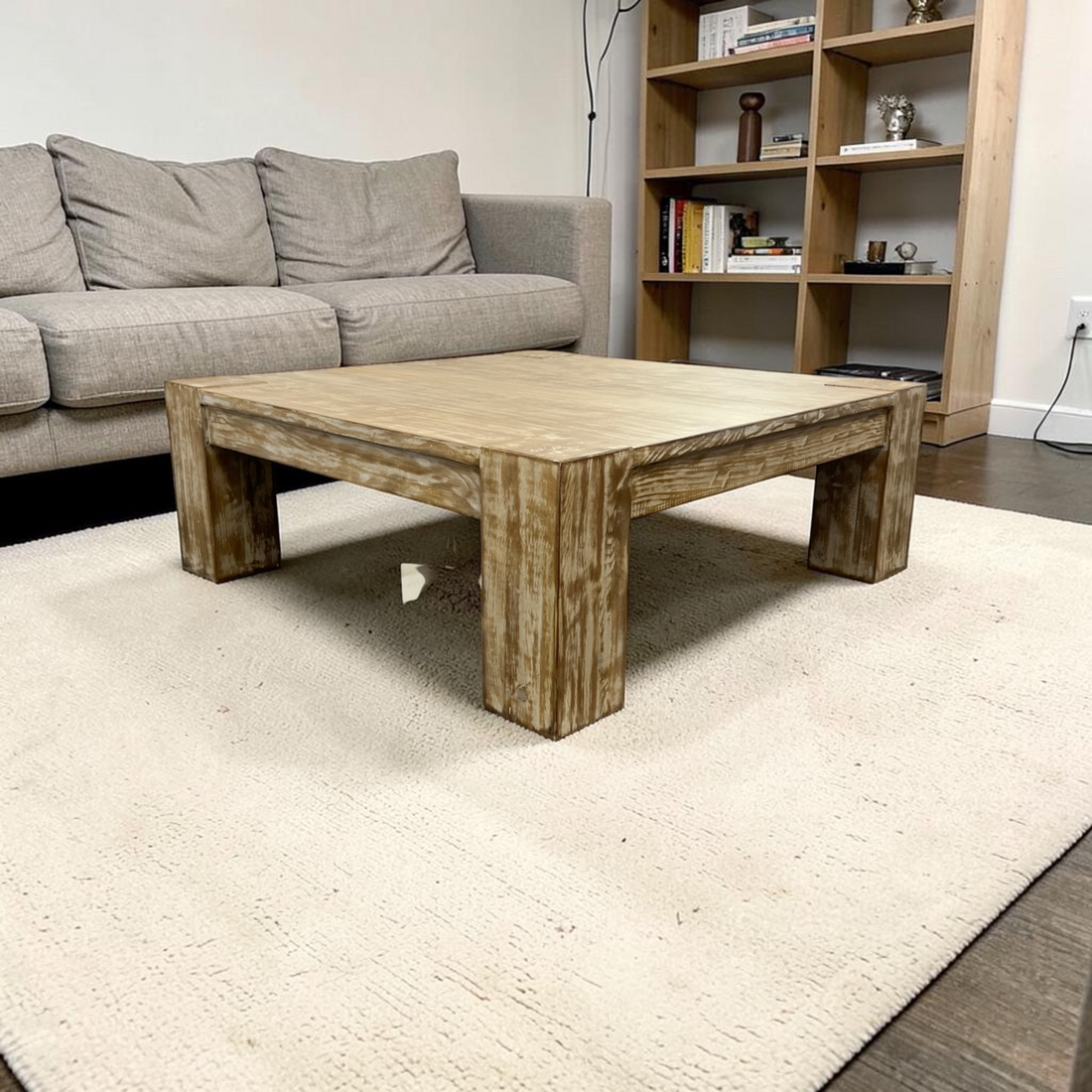 Dovetail Furniture Parson Reclaimed Pine Wood Coffee Table, Natural