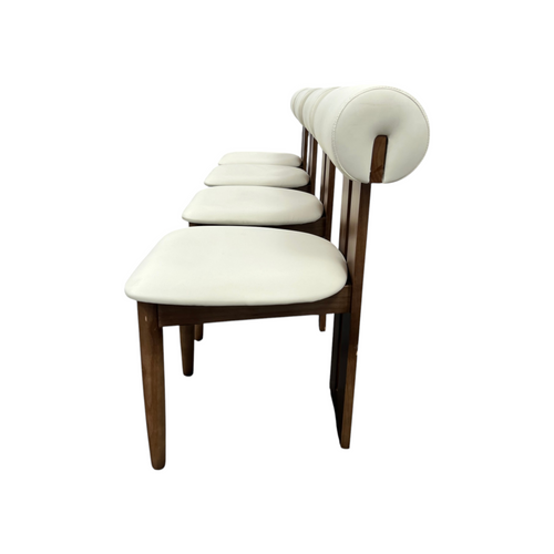 George Oliver Upholstered Dining Chairs - Walnut Wood Frame, Faux Leather Seat & Cylindrical Backrest, No Assembly Required, Contemporary Side Chairs With Open Slat Design Set of 4, image 8