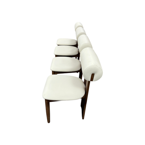 George Oliver Upholstered Dining Chairs - Walnut Wood Frame, Faux Leather Seat & Cylindrical Backrest, No Assembly Required, Contemporary Side Chairs With Open Slat Design Set of 4, image 9