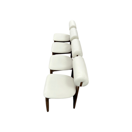 George Oliver Upholstered Dining Chairs - Walnut Wood Frame, Faux Leather Seat & Cylindrical Backrest, No Assembly Required, Contemporary Side Chairs With Open Slat Design Set of 4, image 10