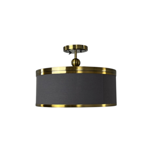 Metropolitan Splendour 4-Light Semi-Flush Mount in Aged Antique Brass with Chocolate Linen Shade, image 2