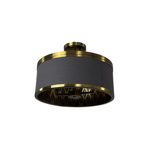 Metropolitan Splendour 4-Light Semi-Flush Mount in Aged Antique Brass with Chocolate Linen Shade, image 3