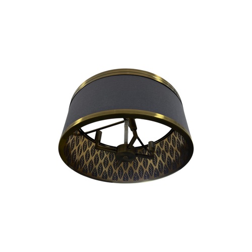 Metropolitan Splendour 4-Light Semi-Flush Mount in Aged Antique Brass with Chocolate Linen Shade, image 8