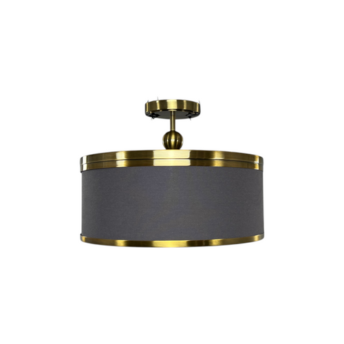 Metropolitan Splendour 4-Light Semi-Flush Mount in Aged Antique Brass with Chocolate Linen Shade, image 6