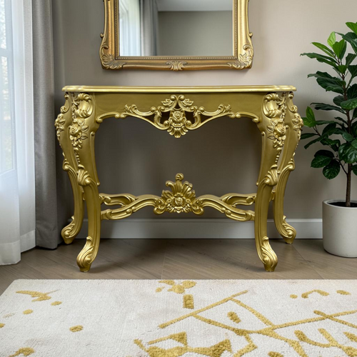 Bloomsbury Market American Solid Oak Carved Entryway Console Table, image 1