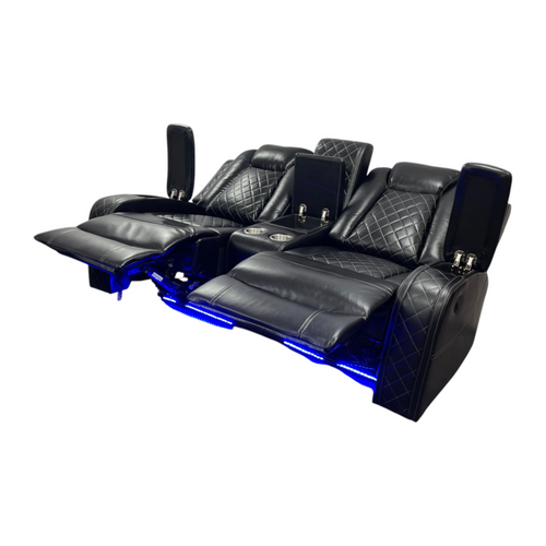 Latitude Run Amaceson 3 - Piece Movie Theater Vegan Leather Power Reclining Set with LED,Reading Light ,Storage Console (Set of 3), image 13