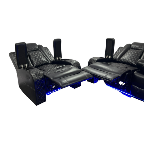 Latitude Run Amaceson 3 - Piece Movie Theater Vegan Leather Power Reclining Set with LED,Reading Light ,Storage Console (Set of 3), image 14