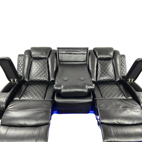 Latitude Run Amaceson 3 - Piece Movie Theater Vegan Leather Power Reclining Set with LED,Reading Light ,Storage Console (Set of 3), image 15
