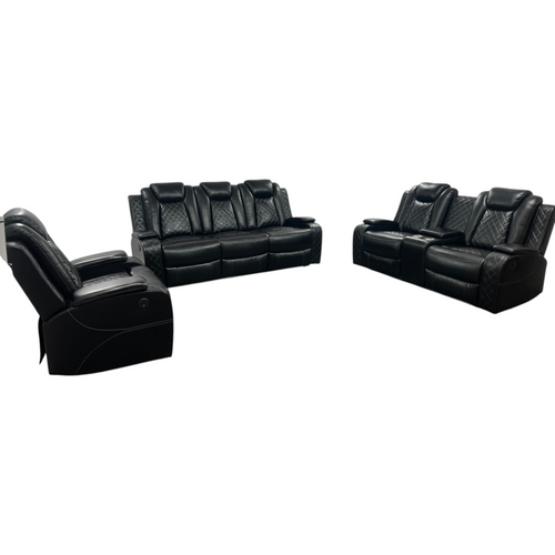 Latitude Run Amaceson 3 - Piece Movie Theater Vegan Leather Power Reclining Set with LED,Reading Light ,Storage Console (Set of 3), image 17