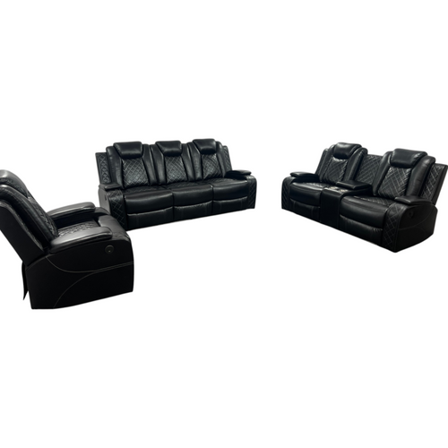 Latitude Run Amaceson 3 - Piece Movie Theater Vegan Leather Power Reclining Set with LED,Reading Light ,Storage Console (Set of 3), image 18
