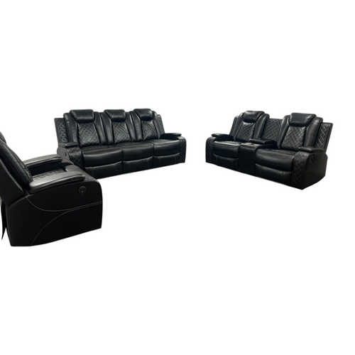 Latitude Run Amaceson 3 - Piece Movie Theater Vegan Leather Power Reclining Set with LED,Reading Light ,Storage Console (Set of 3), image 20