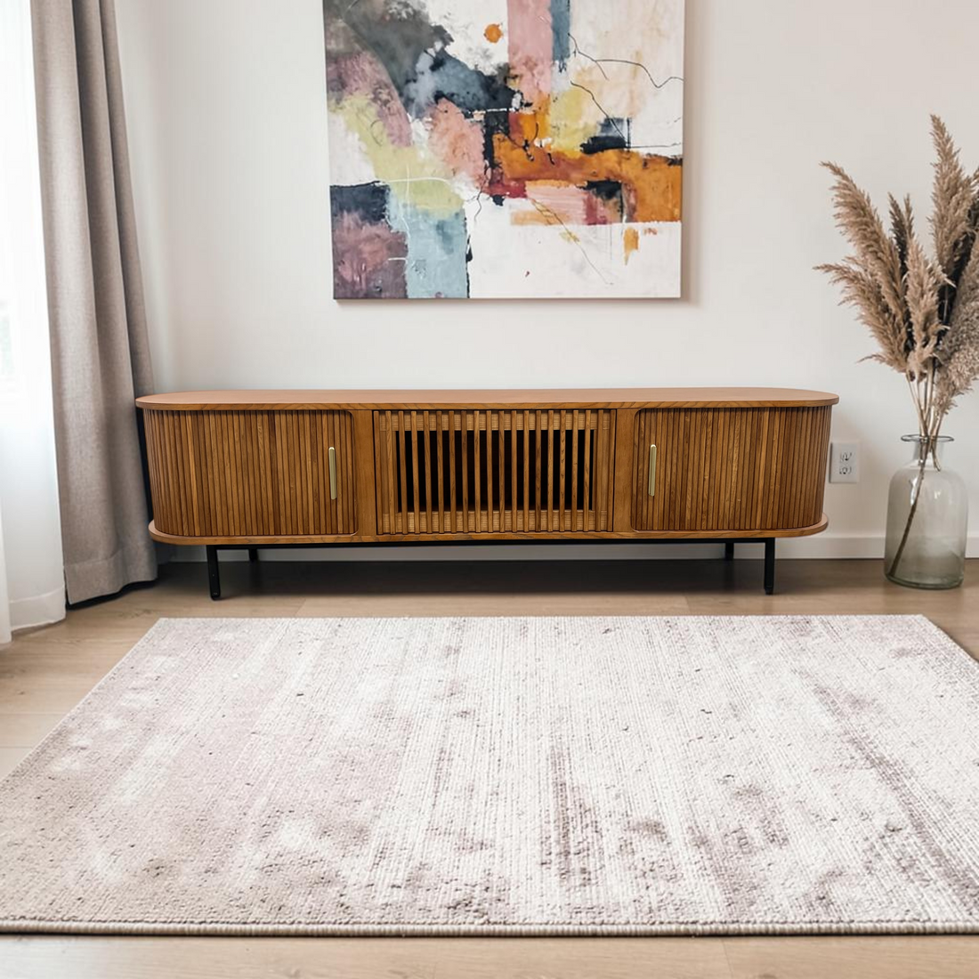 Povison Eos-78.74"Mid-Century Modern Tambour Door TV Stand