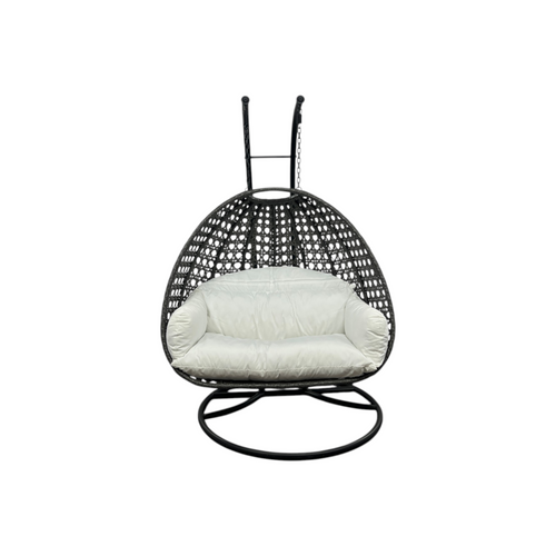 Dakota Fields Mendoza 2-Person Wicker Outdoor Egg Chair with Stand & Cushions – UV-Resistant Double Hanging Swing Chair for Patio & Garden, image 2