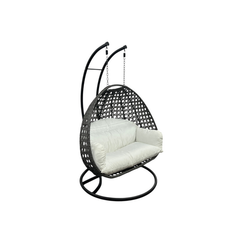 Dakota Fields Mendoza 2-Person Wicker Outdoor Egg Chair with Stand & Cushions – UV-Resistant Double Hanging Swing Chair for Patio & Garden, image 5