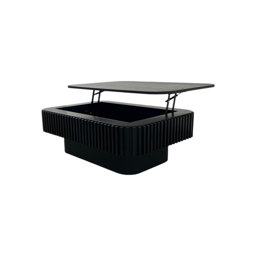 Wrought Studio Fluted Lift-Top Coffee Table with Adjustable Height and Hidden Storage, Modern Solid Wood Veneer Design, image 13