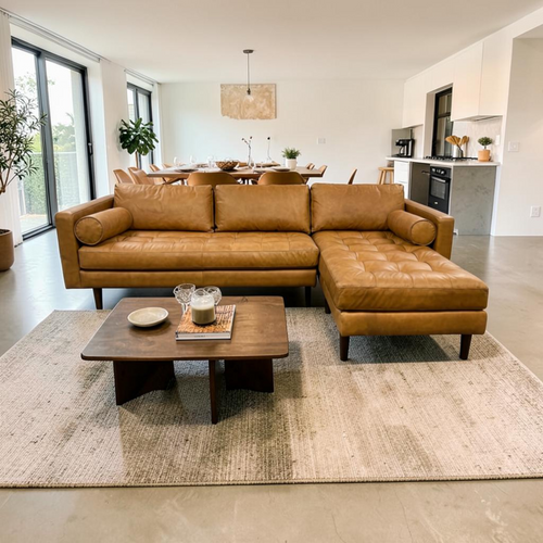 Poly and Bark Napa 104.5" Leather Right-Facing Sectional Sofa, image 1